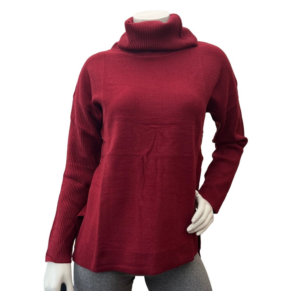 Niubia Women's Oversized Batwing long Sleeve turtleneck Red Wine Sweater S